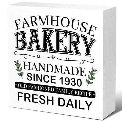 #ad #ad Rustic Kitchen Sign DecorFarmhouse Bakery Handmade Wood Block SignsFarmhous... $19.08
