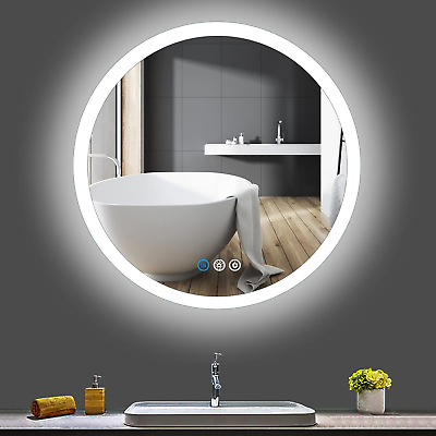 #ad #ad Habison 28 Inch Round White Metal Modern Wall Mount Home Mirror $48.88