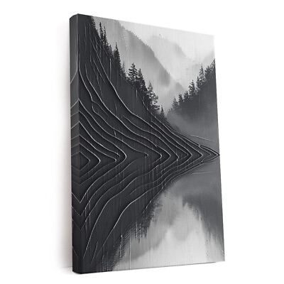 #ad Black And White Mountain Printed Canvas Wall Art Perfect for Home Decor $41.99