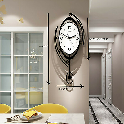 #ad 25*59cm Nordic Large Wall Clock Dining Room 3D Creative Round Clocks Home Decor $44.89