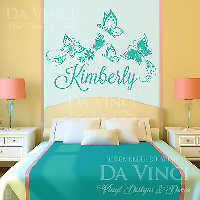 #ad #ad Personalized Custom Butterflies Butterfly Flower Name Vinyl Decal Sticker Wall $42.99