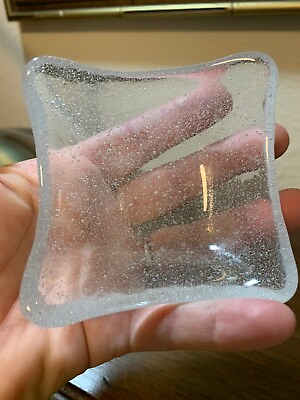 #ad MODERN SMALL BUBBLE GLASS TRINKET DISH $9.99