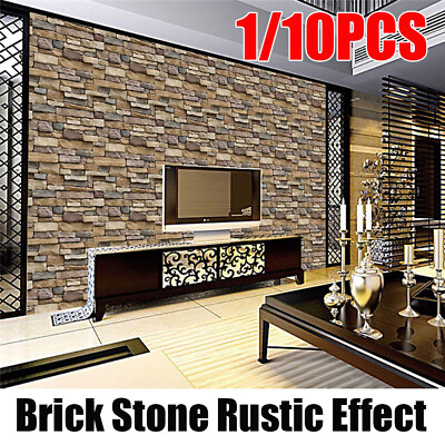 #ad 3D Wall Paper Self adhesive Wall Sticker Brick Stone Rustic Effect Home Decor $1.00
