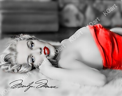 #ad Marilyn Monroe Black White RED LIPS COLOR POP HQ Art $55.00