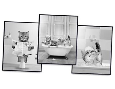 #ad Kids Cat Bathroom Wall Art amp; Decor Cute Cat Bathroom Pictures for Women $31.64
