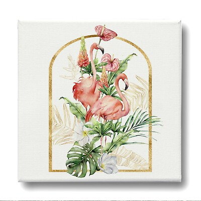 #ad Framed Canvas Wall Art Painting Print Room Elegant Floral Flamingo Bird BIRD014 $18.99