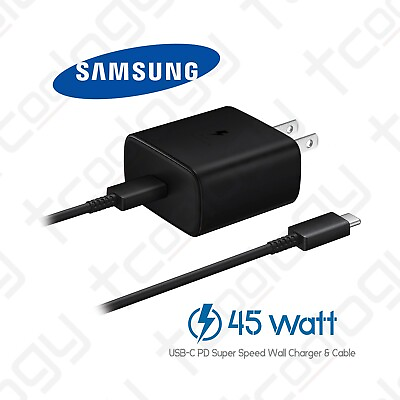 Samsung Galaxy S23 Plus S23 Ultra 45 Watt Super Fast Wall Charger amp; USB C Cable $21.99