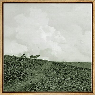 #ad Farmer Farming Landscape Wall Art Framed Canvas Print Vintage Decor $60.49