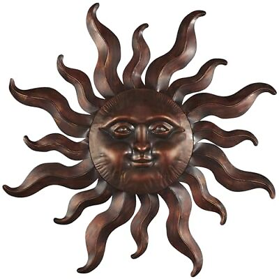 #ad Metal Sun Home Wall Decor Wall Sculpture with Smiling Face and Curved Rays W... $72.79