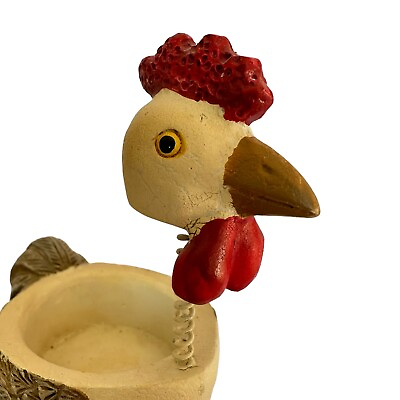 #ad Tall Skinny Kitchen Rooster Chicken Figurine Farmhouse Egg Cup Decor $20.09