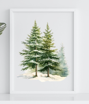 #ad Pine Trees Wall Art Print Woodland Evergreen Art Print Forest Trees Wall Art $9.99