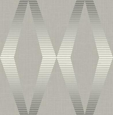#ad Wallpaper Designer Modern Retro Silver Geometric on Gray 56 Square Foot Bolts $74.99