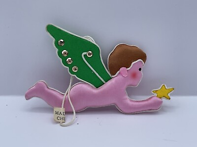 #ad Vintage Pink Angel Ornament Satin Hanging Holiday Decoration $14.99