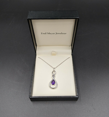 #ad #ad Sterling Silver twist amethyst diamond pendant necklace 17#x27; $65.00