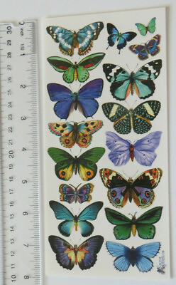 Antique Collection Violette BLUE BUTTERFLIES 1 Sheet Butterfly Stickers #C46 $3.12