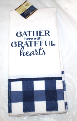 #ad Gather With Greatful Hearts Towel 15 x 25 Inspirational Kitchen Dish Hand Bar $7.95