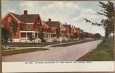 #ad Fort Des Moines Iowa Officers Quarters Street View Military VTG Postcard c1900 $14.20
