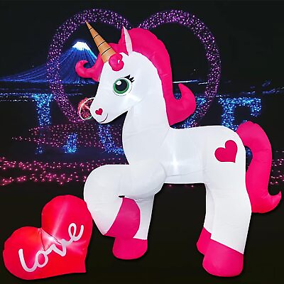 #ad 6 FT Unicorn Valentines Day Inflatables Outdoor Decorations For Home Clearance $44.67