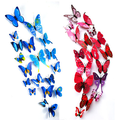 #ad #ad Wall Stickers Room Art Decal Room Decoration 3D Butterfly Stickers PVC 12pcs $1.59