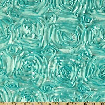 #ad MINT Rosette Satin Fabric – Sold By The Yard Floral Flowers Satin Decor $13.99