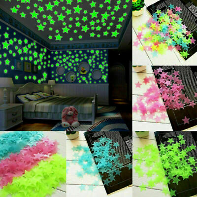 #ad 3D Stars Glow In The Dark Luminous Fluorescent Wall Stickers Kids Bedroom Decor $12.99