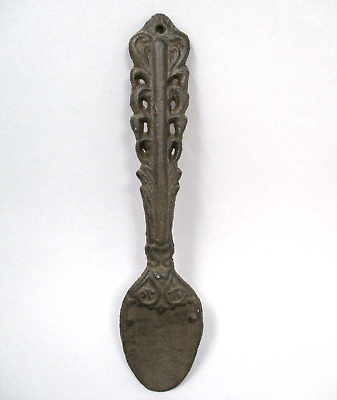 #ad Vintage Cast Iron Metal Spoon Decorative Wall Hanging Country Kitchen Decor $16.14