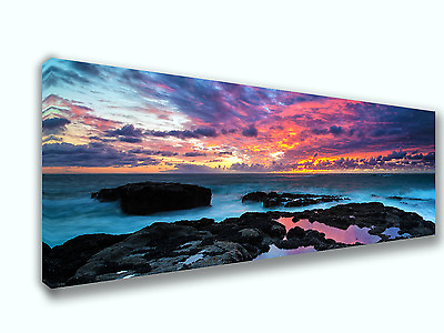 #ad #ad Cloudy Sea View in Color Panoramic Picture Canvas Print Home Decor Wall Art $88.44
