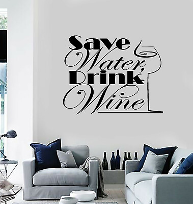 #ad #ad Vinyl Wall Decal Water Drink Glass Quote Home Decor Stickers Mural g151 $68.99