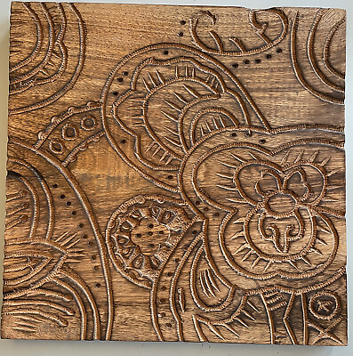 #ad Wood Wall Decor. Etched Carved Rustic Floral Wood Wall Art 12” Square Boho Art $14.00