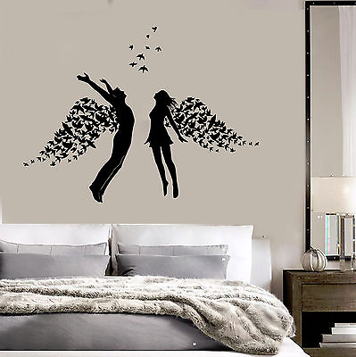 Vinyl Wall Decal Love Couple Romance Wings Bedroom Stickers ig3793 $49.99
