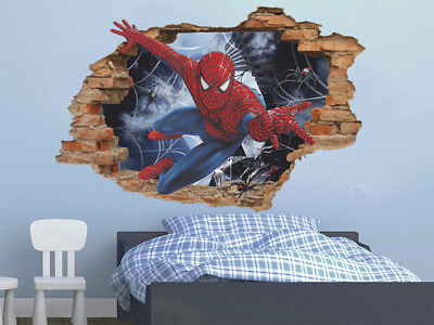 #ad Spiderman 3D Wall Decal Superheroes Wall Sticker Decor $72.35