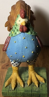 #ad Farmhouse Rooster Decorative Resin Figurine Colorful $12.75