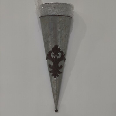 #ad Floor Demo Metall Hanging Wall Vase 24quot; x 6quot; Conical Embossed Art Deco OS191 $33.99