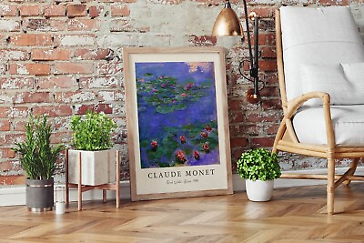 #ad Claude Monet Red Water Lilies 1908 Poster Modern Home Decor $40.99