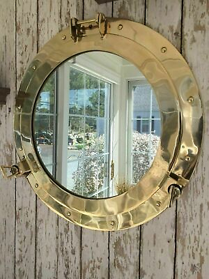 #ad Large Wall Work Ship Cabin New 12quot; Brass Porthole Mirror Nautical Window $41.85