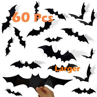 #ad Halloween Decorations Bats Décor 60 Pcs 3D PVC Paper Bats for Wall Decor Sca... $12.68