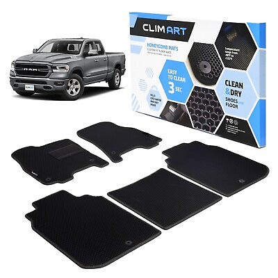 #ad CLIM ART Floor Mats All Weather Liners for 2019 2024 Dodge RAM Crew Cab Black $157.49