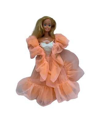 #ad Vintage Barbie quot;Peaches n Creamquot; Doll w Original Dress amp; Boa 1984 Mattel $79.99