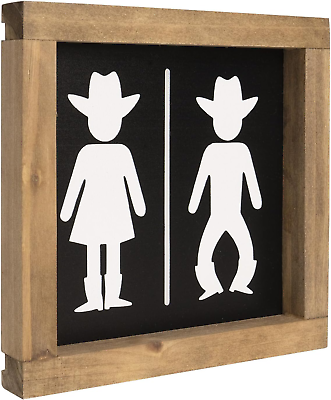 #ad #ad Western Bathroom Decor Southwestern Cowboy Wall Art Wooden Restroom Signs Countr $23.68