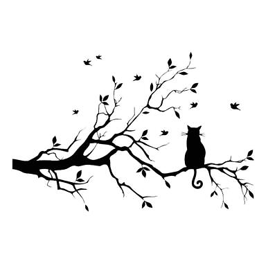 #ad #ad 14.2 x 22in Black Cat on Tree Branches Wall Decor Stickers Nursery Leaves DI... $14.66