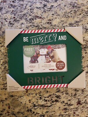 FETCO HOME DECOR BE MERRY AND BRIGHT LIGHT UP FRAME 6quot;X4quot; NIB $12.99