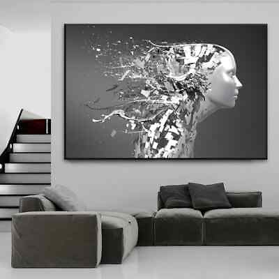 #ad Abstract Woman Metal Sculpture Canvas Poster Prints Art Canvas Painting Wall Art $19.61
