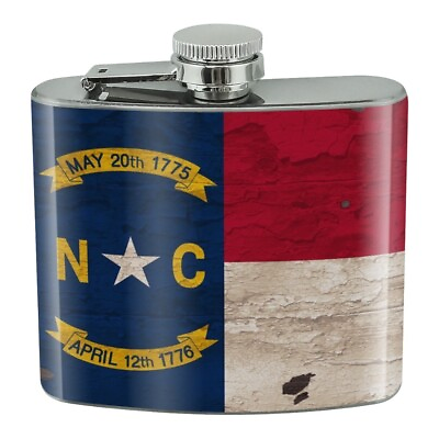 #ad Rustic North Carolina State Flag Stainless Steel 5oz Hip Drink Flask $9.99