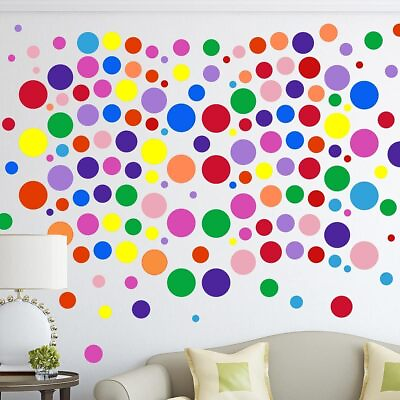 #ad #ad 264 Pieces Polka Dot Wall Decals Circles Decals for Wall Vinyl Dots Stickers Set $12.09