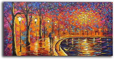 #ad Art Oil Painting On Canvas Abstract Romantic Landscape Large Framed 24x48inch $200.00