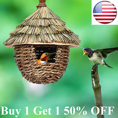 #ad #ad Hanging Hummingbird birds House Hand woven Straw Birdhouses Garden Nest House $8.95