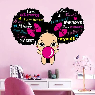 #ad Black Girl Wall Stickers for Girls Bedroom Inspirational Wall Decals Quotes A... $16.65