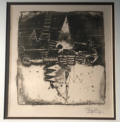 #ad Vintage Johnny Friedlaender Abstract Etching Retro Art Signed Mid Century Modern $695.00