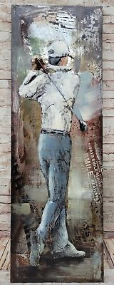 #ad Golfer 3 D Oil Painting Wall Decor Metal And Wood Canvas Home Office Decoration $199.00