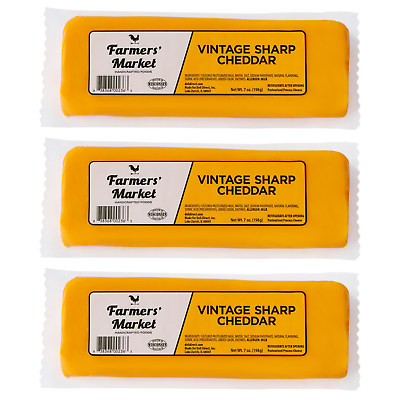 #ad Farmers#x27; Market Vintage Cheddar Cheese Block 7oz 3pk Shelf Stable $21.99